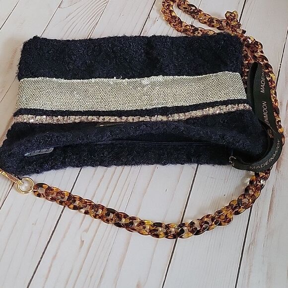 MadeInMoon Large Pouch Bag Cendrillon Teddy Fabric Made in France Chain Strap. - Picture 4 of 11